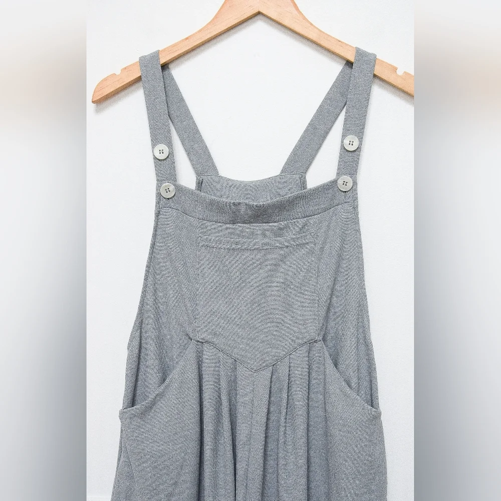 NWT Halara Adjustable Strap Wide Leg Overalls Gray Pockets Size M - Picture 4 of 9